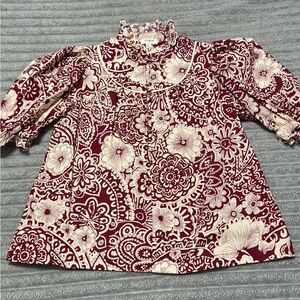 Umgee Burgundy and Cream Floral Dress